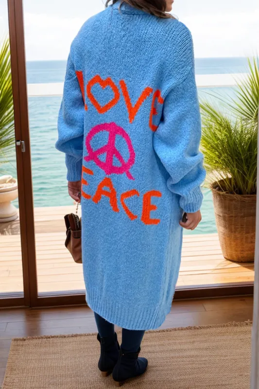 Peace Sign Long Sleeve Cardigan sold by Charming Charlie