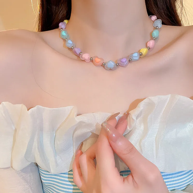 Copper Acrylic Colorful Heart Necklace sold by Charming Charlie product image thumbnail 4