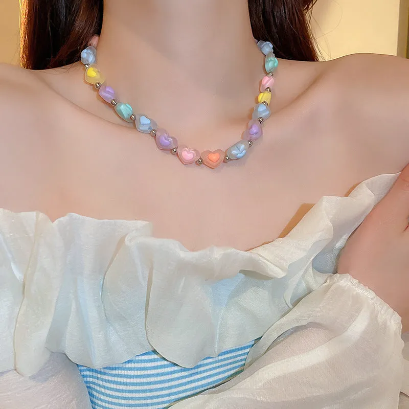 Copper Acrylic Colorful Heart Necklace sold by Charming Charlie product image thumbnail 3