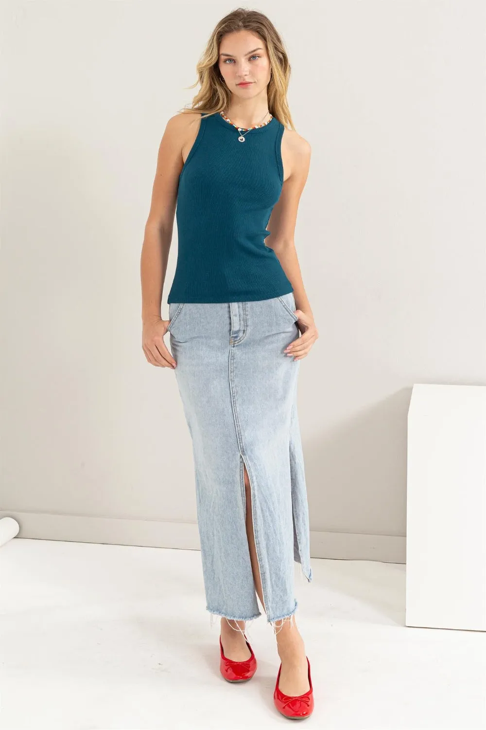 HYFVE Ribbed Round Neck Tank sold by Charming Charlie product image thumbnail 4