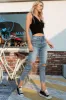 BAYEAS High Waist Distressed Washed Cropped Mom Jeans sold by Charming Charlie