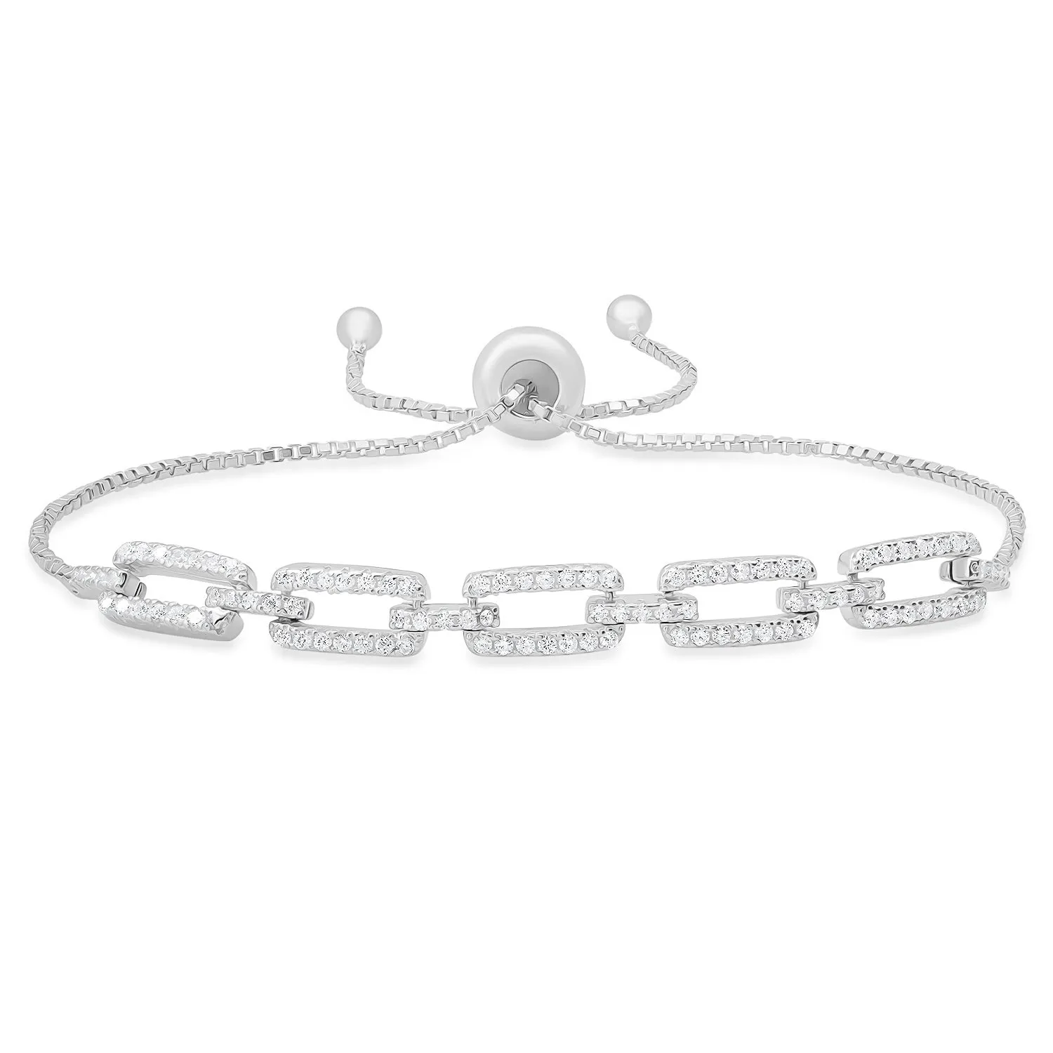 Sterling Silver CZ Paperclip Adjustable Bracelet sold by Charming Charlie