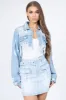 American Bazi Distressed Denim Jacket with Frayed Hem sold by Charming Charlie