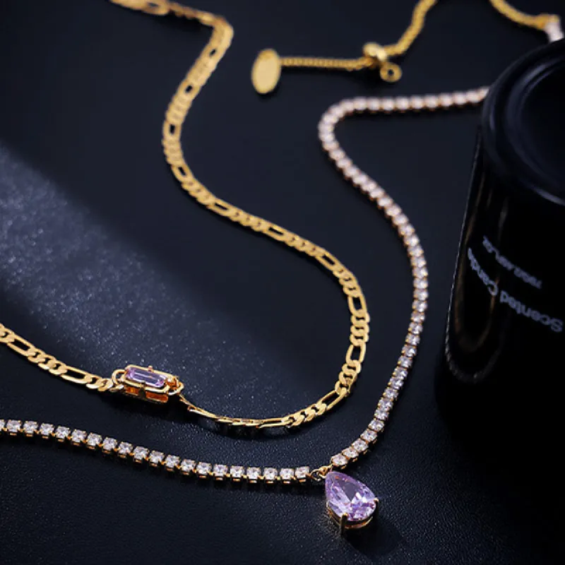 Brass Geometric Shape Zircon Necklace sold by Charming Charlie