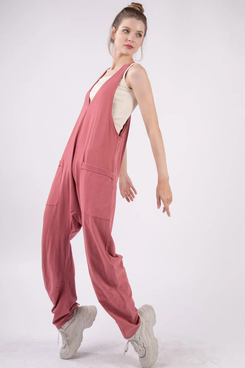 VERY J Plunge Sleeveless Jumpsuit with Pockets sold by Charming Charlie product image thumbnail 3