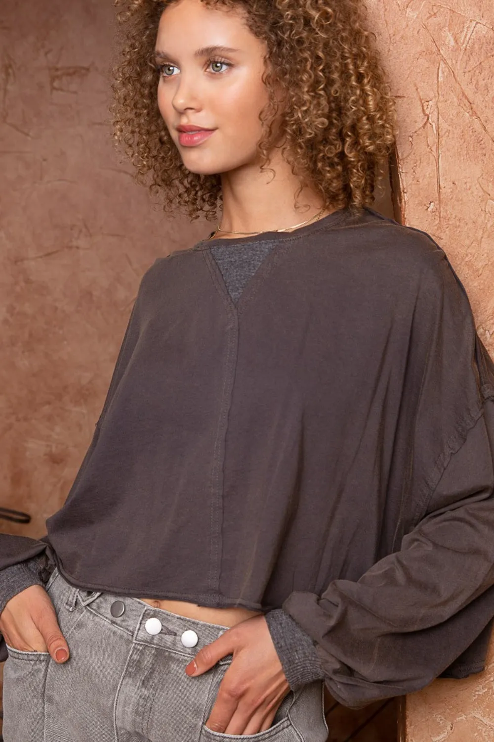 POL Cropped Long Sleeve Top sold by Charming Charlie product image thumbnail 4