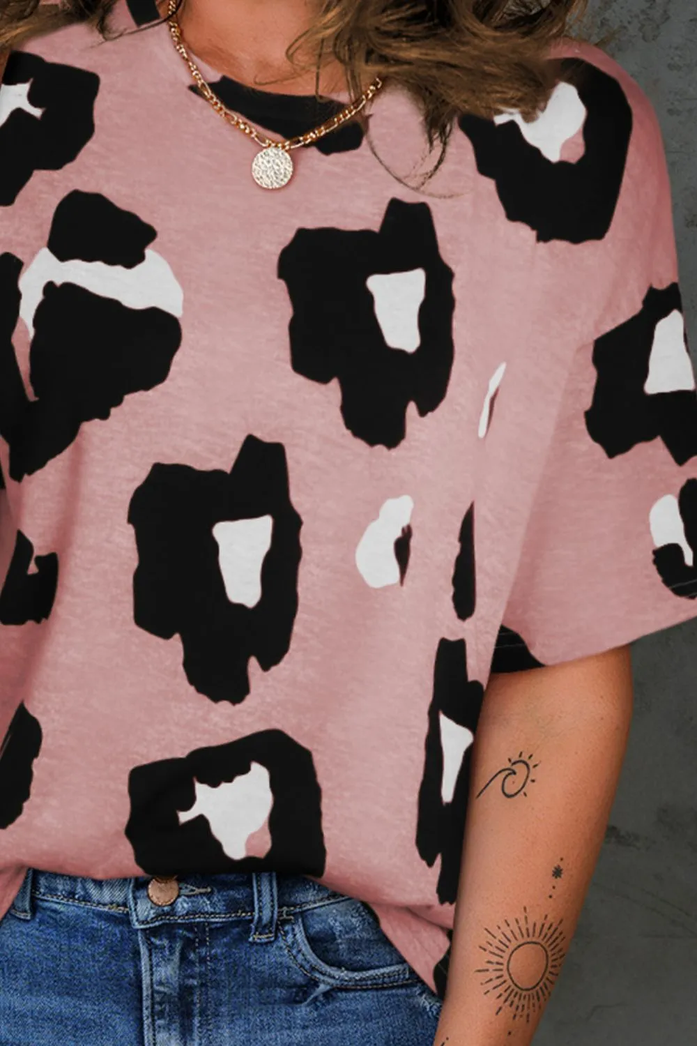 Leopard Round Neck Half Sleeve T-Shirt sold by Charming Charlie product image thumbnail 3