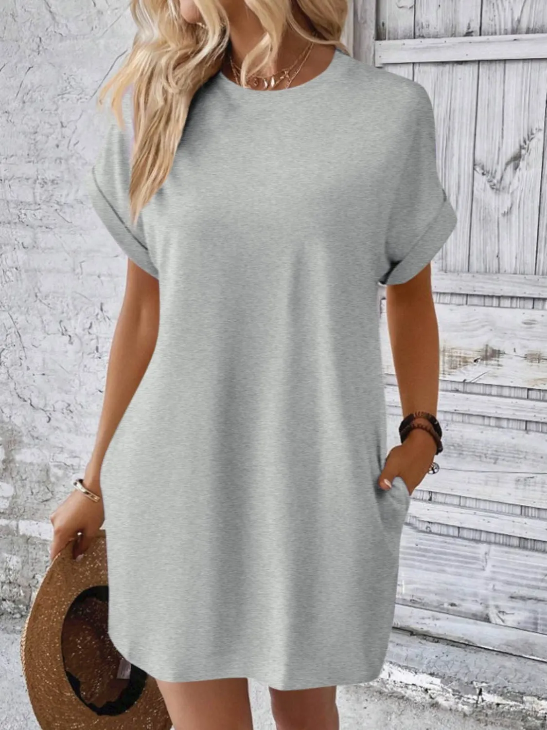 Round Neck Short Sleeve Mini Dress sold by Charming Charlie