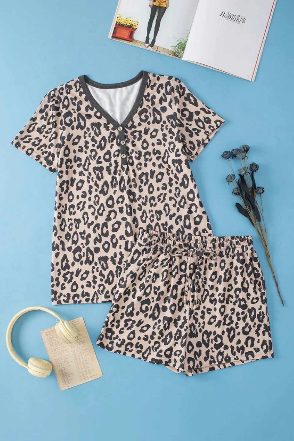 Leopard V-Neck Top and Shorts Set sold by Charming Charlie product image thumbnail 2