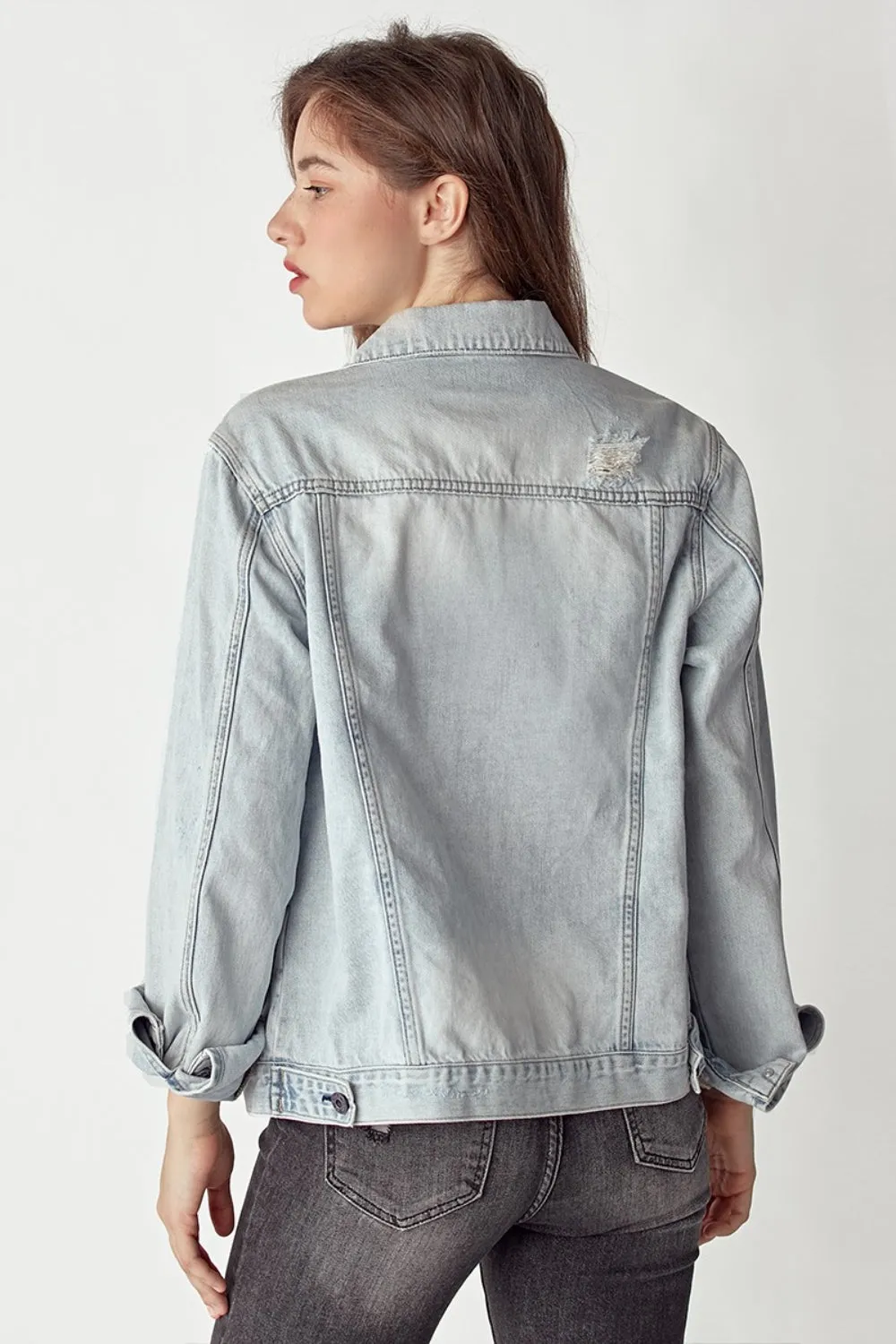 RISEN Distressed Button Up Jacket sold by Charming Charlie product image thumbnail 2