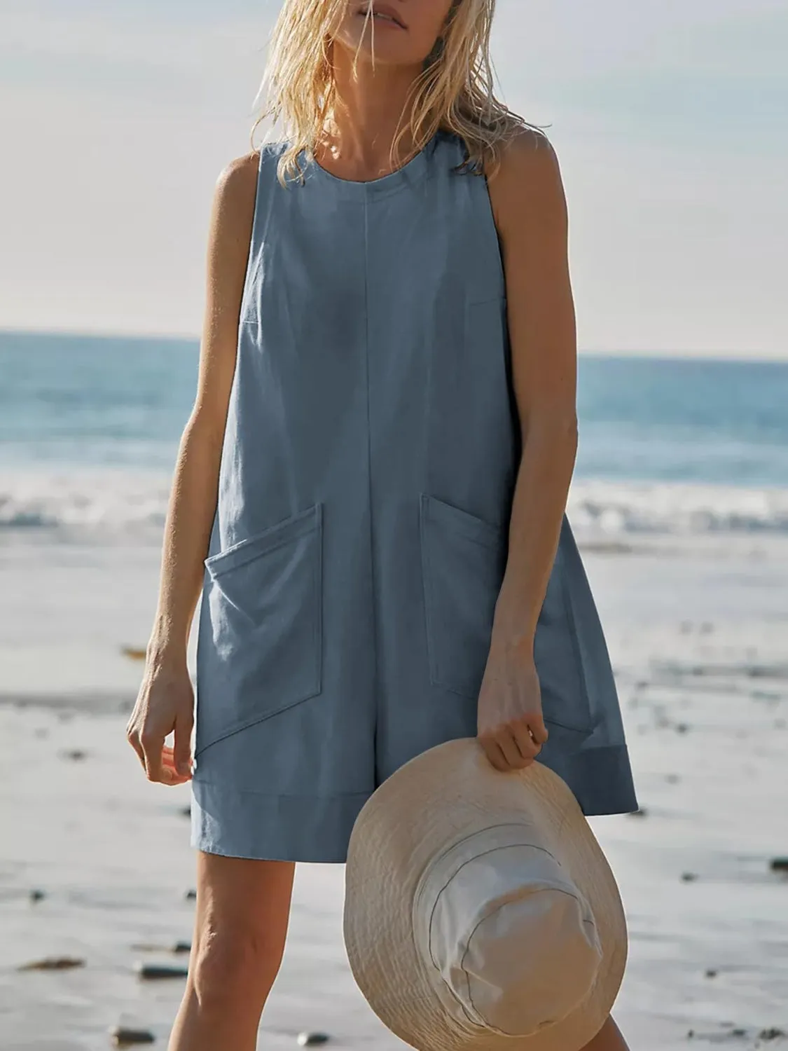 Round Neck Sleeveless Romper with Pockets sold by Charming Charlie product image thumbnail 5