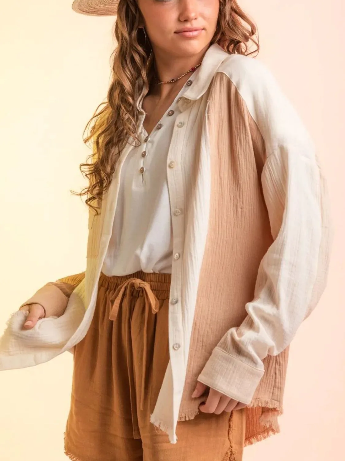 Contrast Button Up Long Sleeve Shirt sold by Charming Charlie product image thumbnail 3