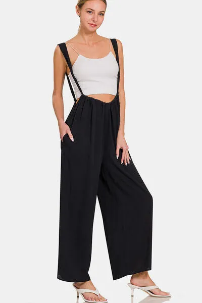 Zenana Tie Back Suspender Jumpsuit with Pockets sold by Charming Charlie product image thumbnail 2