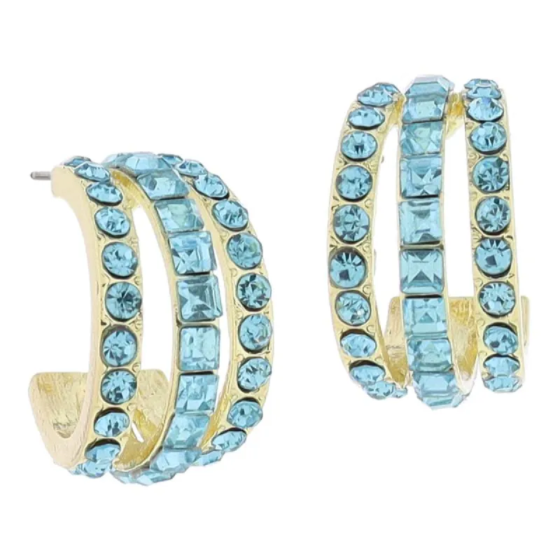 Aquamarine Crystal Hoop Cluster Earrings, .85" Top to Bottom sold by Charming Charlie