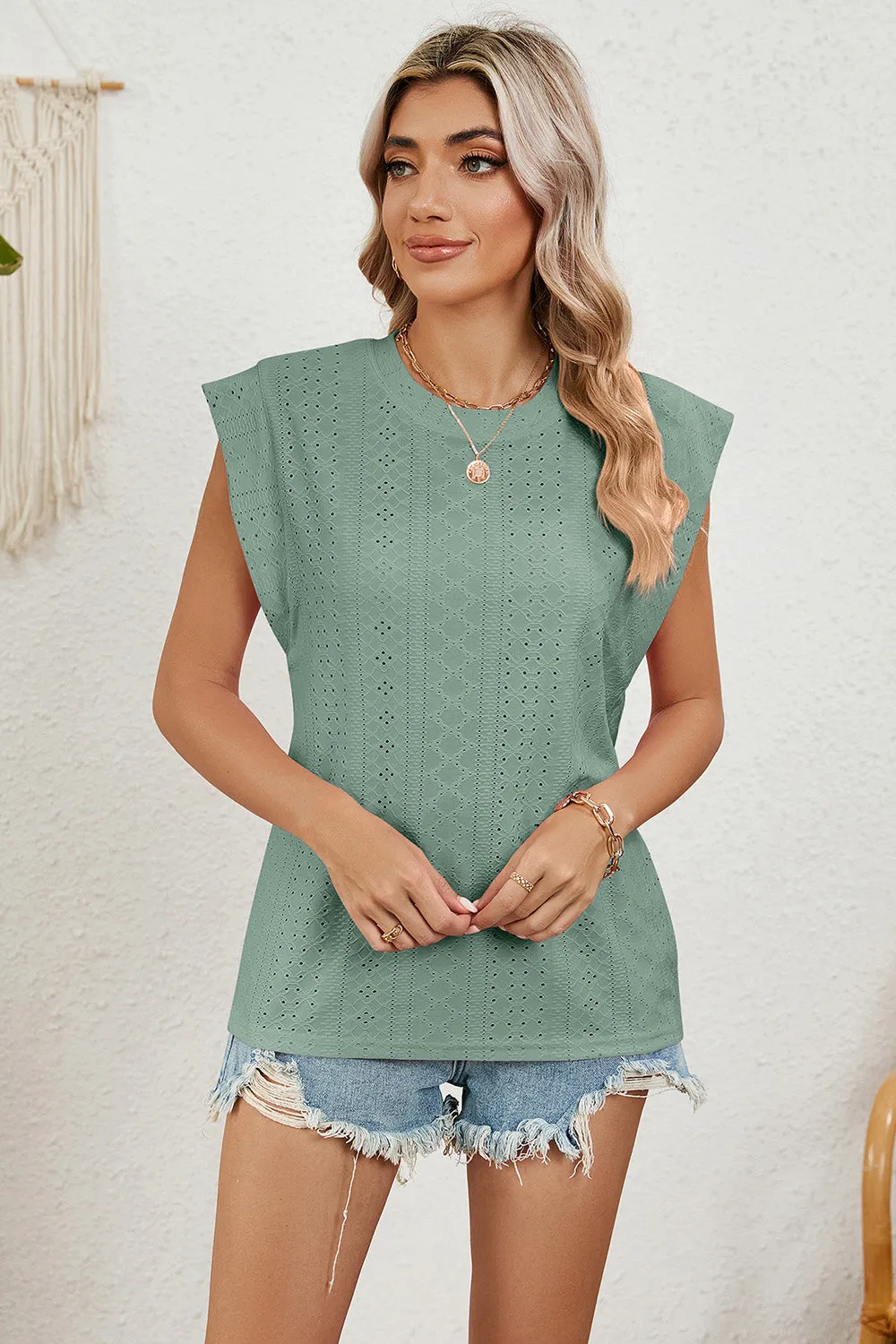 Eyelet Round Neck Tank sold by Charming Charlie product image thumbnail 3