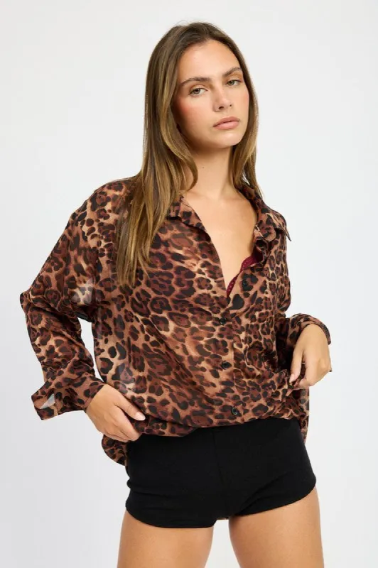 ANIMAL PRINT OVERSIZED SHIRT sold by Charming Charlie