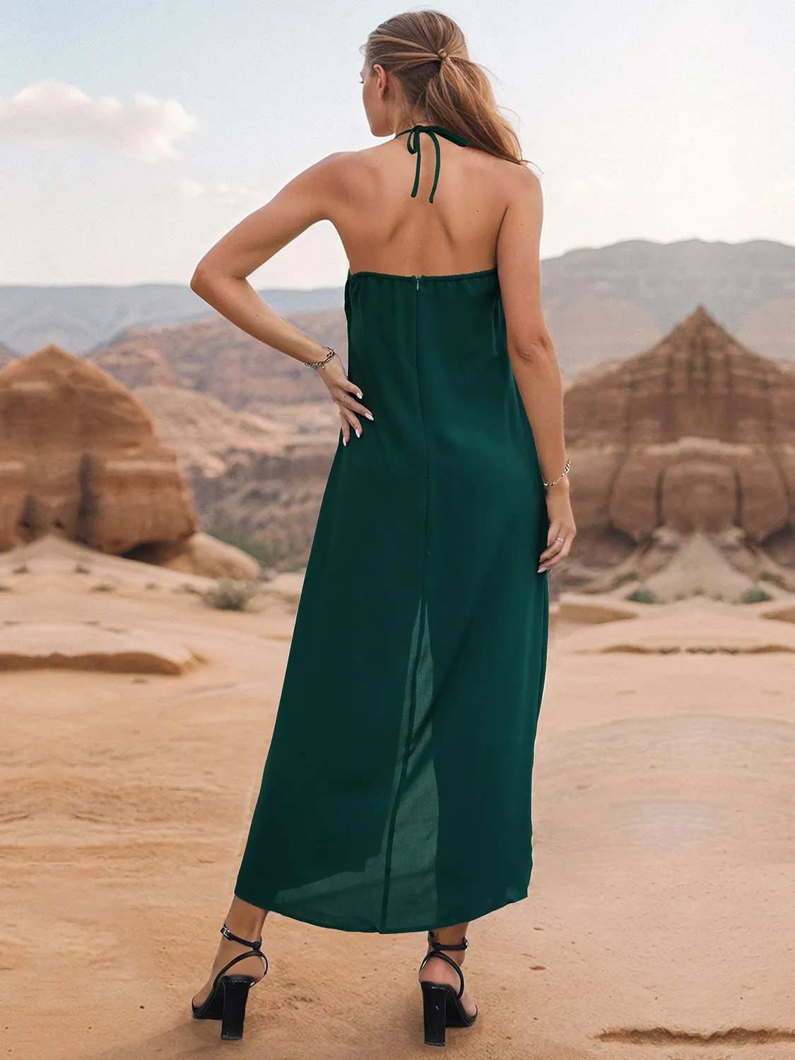 Layered Halter Neck Wide Leg Jumpsuit sold by Charming Charlie product image thumbnail 2
