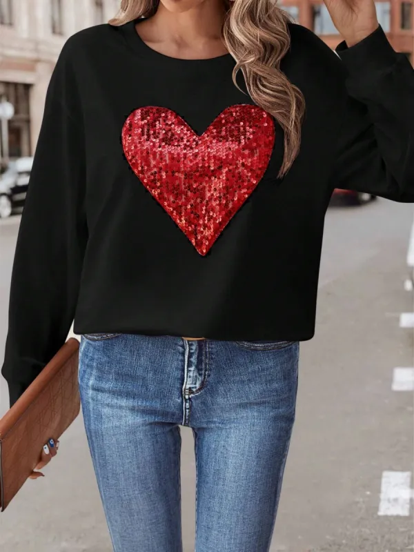 Sequin Heart Dropped Shoulder Sweatshirt sold by Charming Charlie