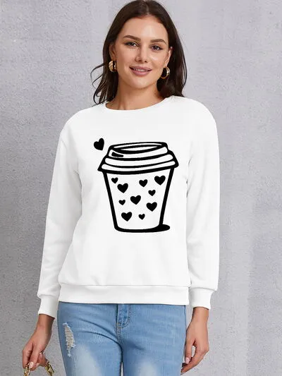 Coffee Graphic Round Neck Sweatshirt sold by Charming Charlie product image thumbnail 4