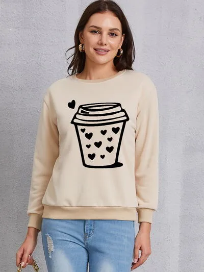 Coffee Graphic Round Neck Sweatshirt sold by Charming Charlie