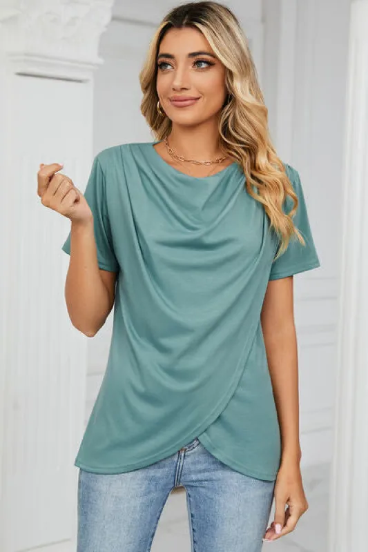 Cowl Neck Short Sleeve T-Shirt sold by Charming Charlie