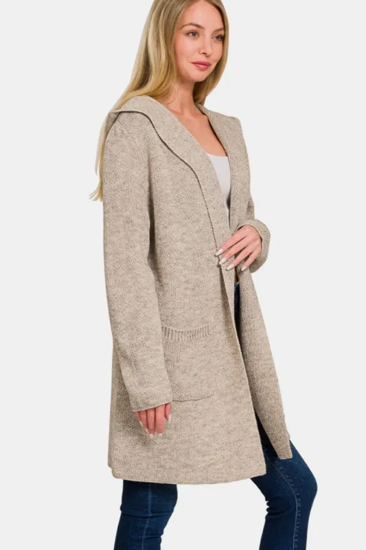 Zenana Hooded Open Front Sweater Cardigan sold by Charming Charlie
