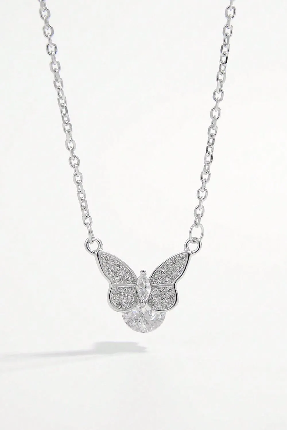 925 Sterling Silver Zircon Butterfly Necklace sold by Charming Charlie