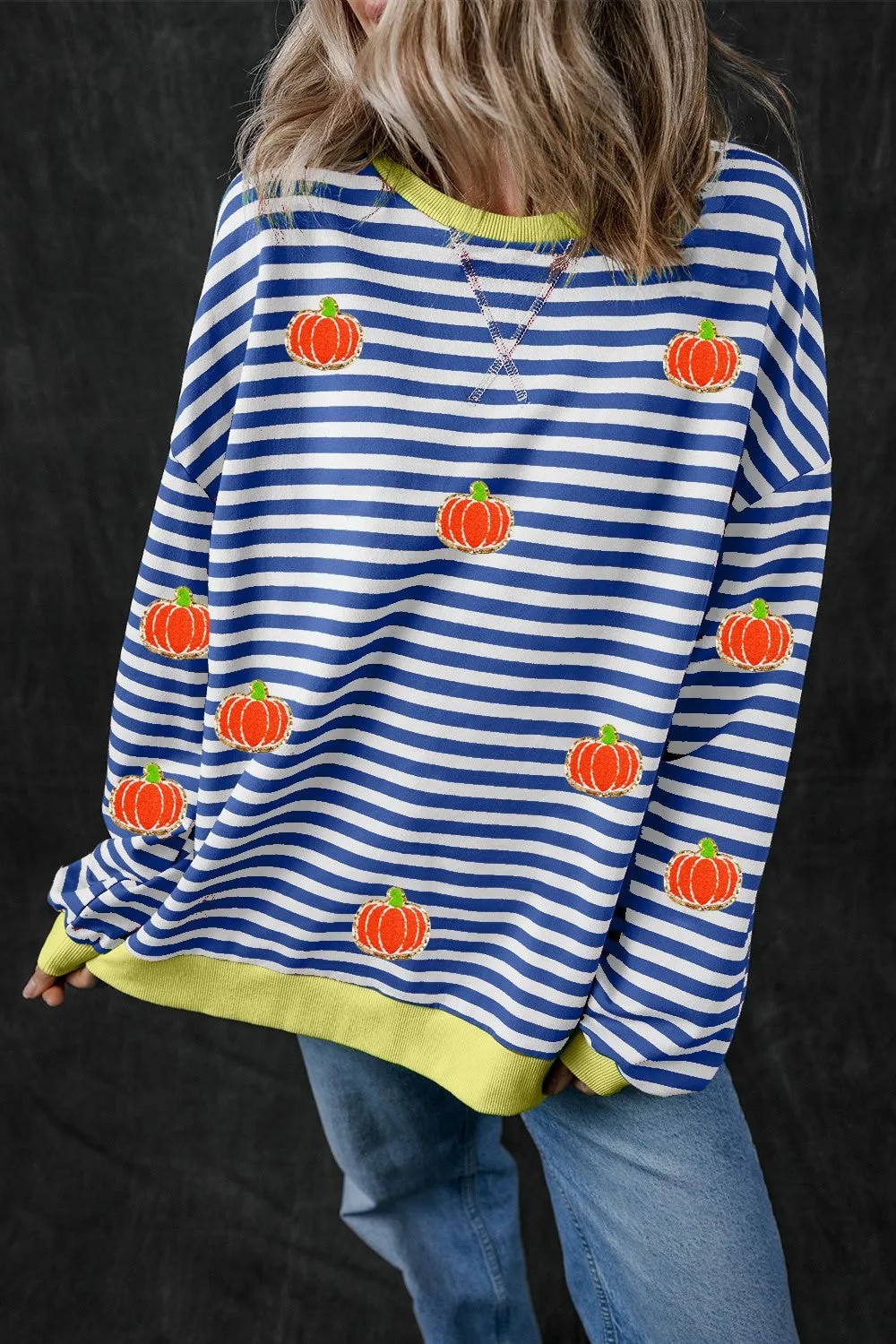 Pumpkin Striped Long Sleeve Sweatshirt sold by Charming Charlie