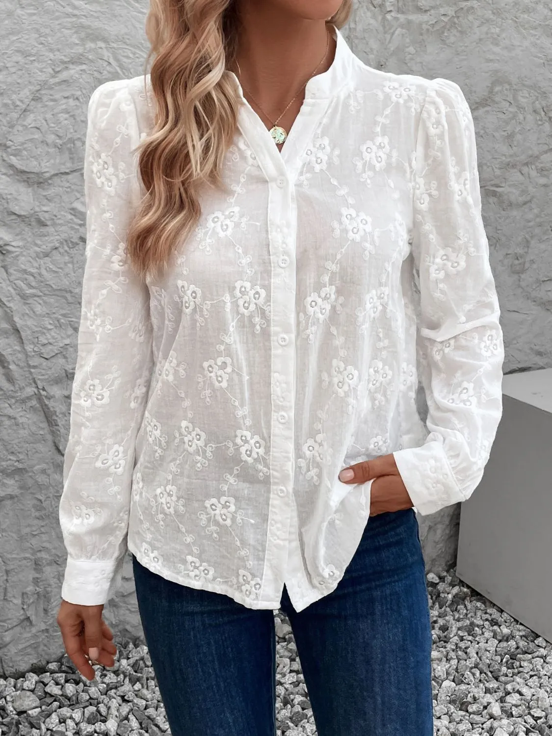 Notched Long Sleeve Shirt sold by Charming Charlie product image thumbnail 3