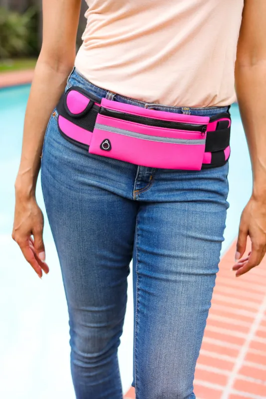 Hot Pink Multifunctional Elastic Running Belt sold by Charming Charlie
