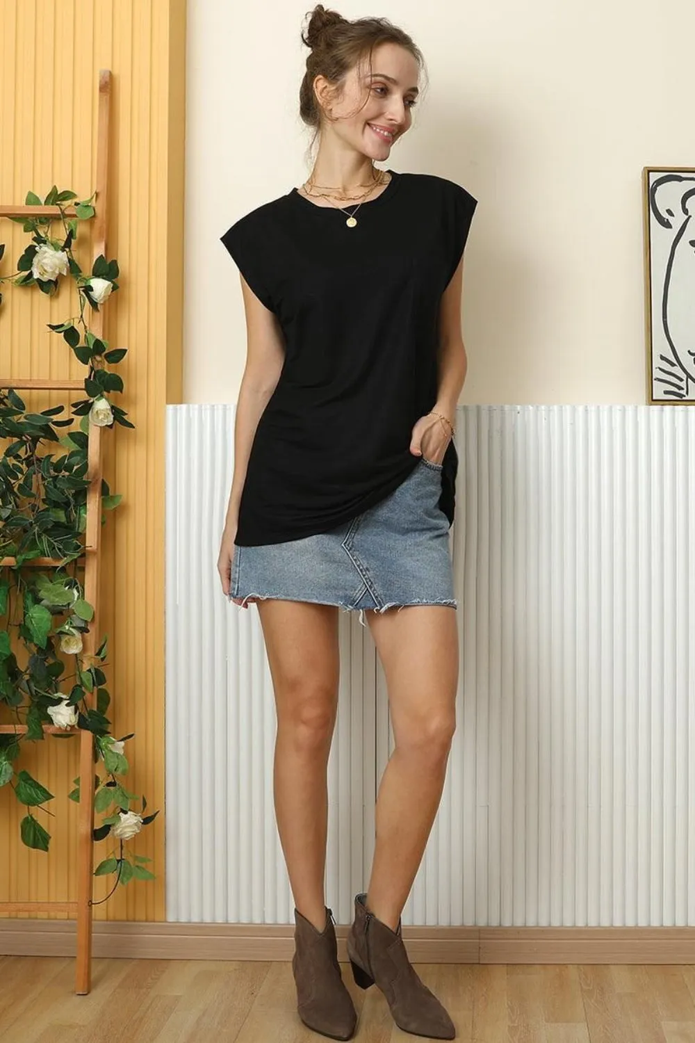 Ninexis Round Neck Cap Sleeve T-Shirt sold by Charming Charlie product image thumbnail 4