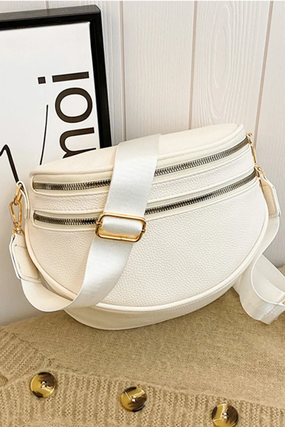 Zenana Vegan Leather Multi Pocket Crossbody Bag sold by Charming Charlie product image thumbnail 4