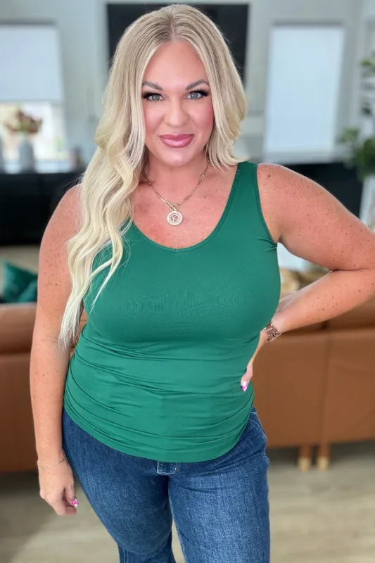 The Basics Reversible Longline Tank in Dark Green sold by Charming Charlie