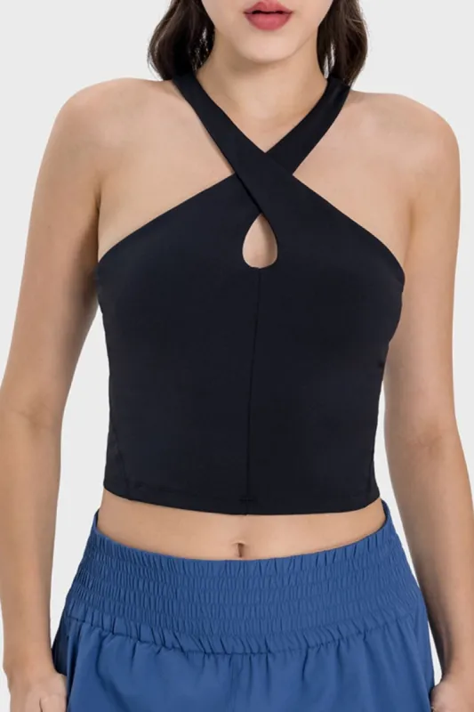 Crisscross Grecian Neck Active Cami sold by Charming Charlie