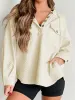 Drawstring Half Button Long Sleeve Hoodie sold by Charming Charlie