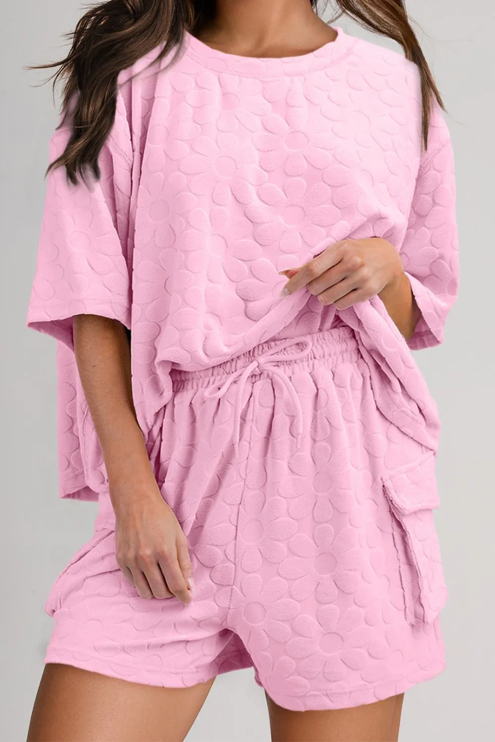 Round Neck Half Sleeve Top and Shorts Set sold by Charming Charlie
