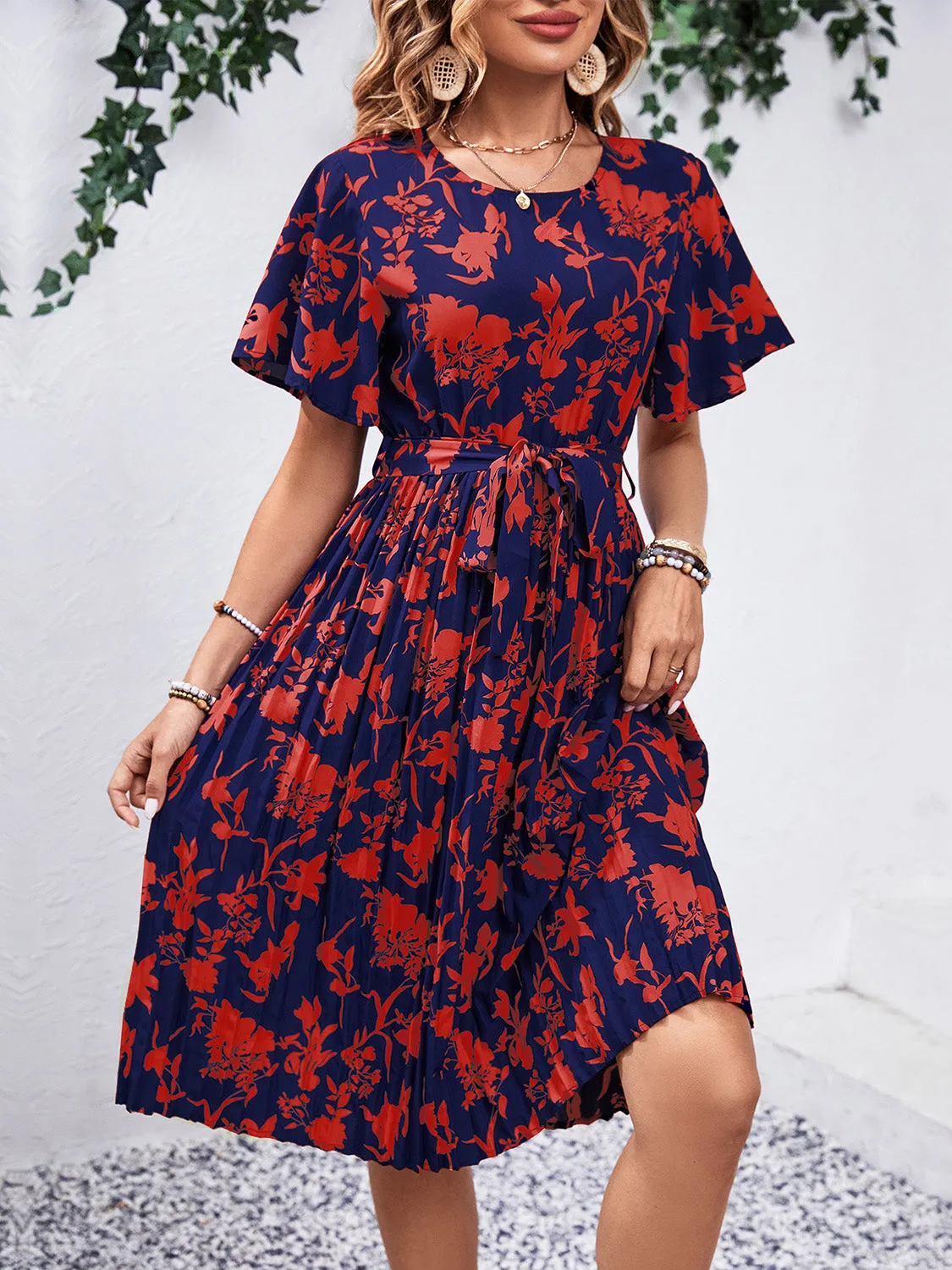 Printed Round Neck Short Sleeve Dress sold by Charming Charlie product image thumbnail 3