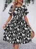 Printed Round Neck Short Sleeve Dress sold by Charming Charlie