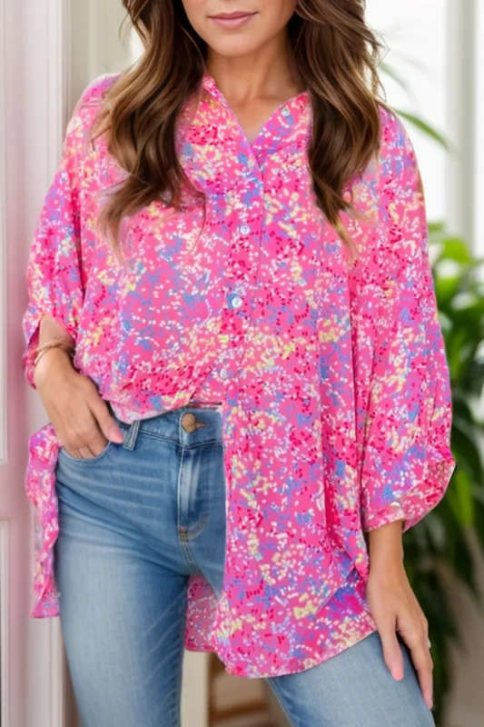 Printed Collared Neck Button Up Shirt sold by Charming Charlie