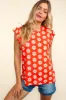Haptics Round Neck Ruffled Floral Contrast Knit Top sold by Charming Charlie