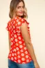 Haptics Round Neck Ruffled Floral Contrast Knit Top sold by Charming Charlie