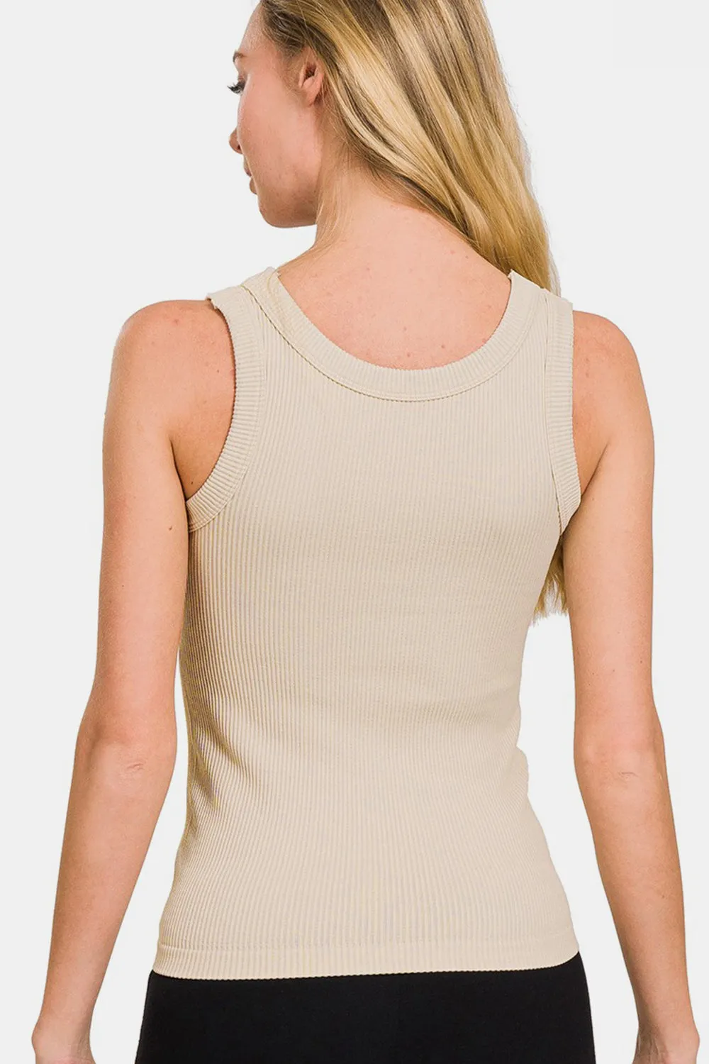Zenana 2 Way Neckline Washed Ribbed Tank sold by Charming Charlie product image thumbnail 2