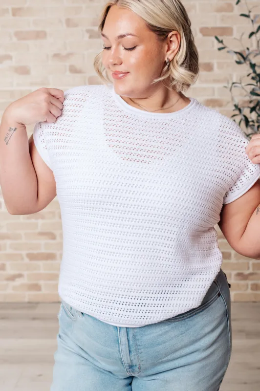 Here for More Open Knit Cap Sleeve Sweater sold by Charming Charlie