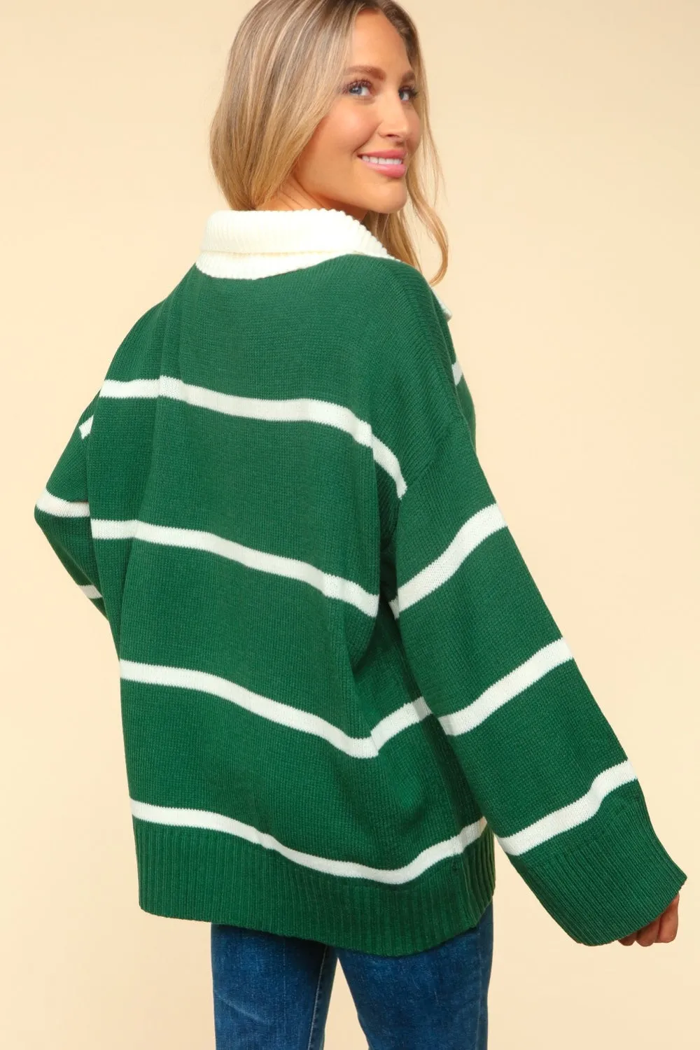 Haptics Collared Neck Striped Contrast Sweater sold by Charming Charlie product image thumbnail 2