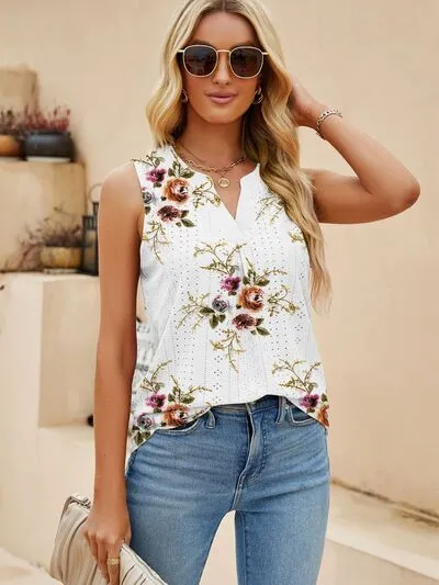 Eyelet Printed Notched Tank sold by Charming Charlie product image thumbnail 4