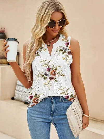 Eyelet Printed Notched Tank sold by Charming Charlie product image thumbnail 5