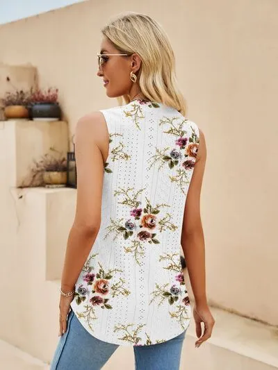 Eyelet Printed Notched Tank sold by Charming Charlie product image thumbnail 2
