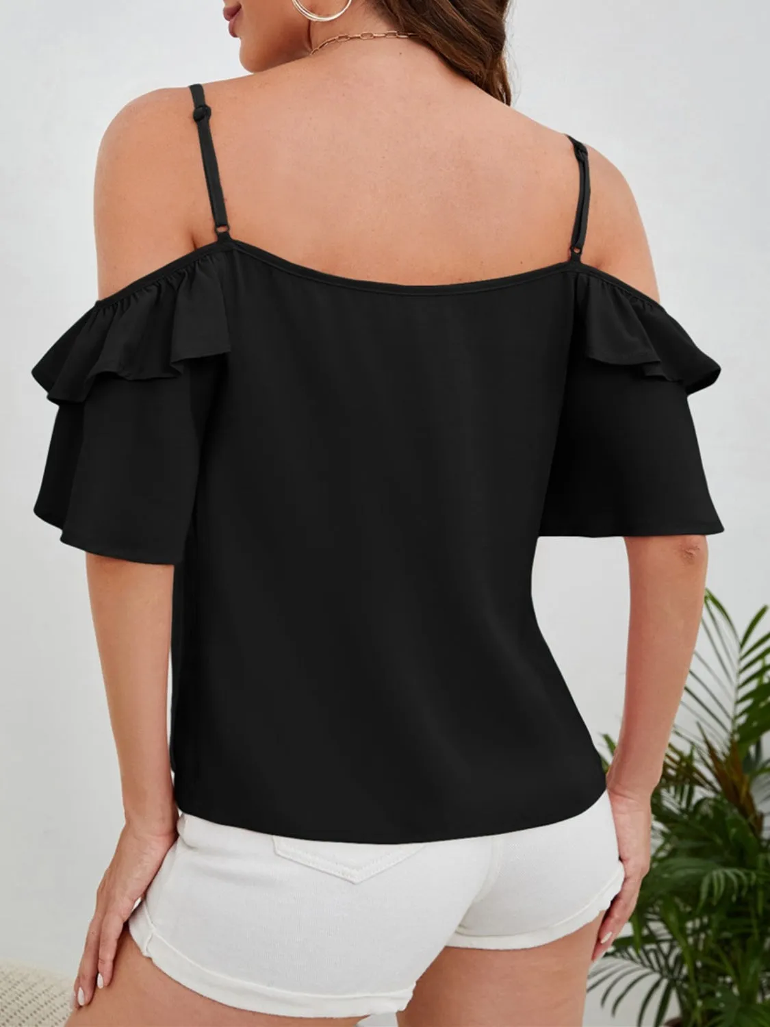 Ruffled Tied Half Sleeve Blouse sold by Charming Charlie product image thumbnail 2