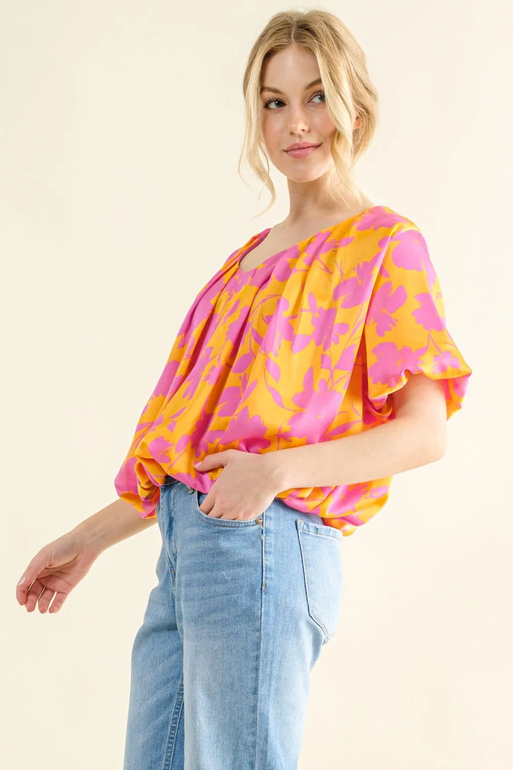 And The Why Full Size Printed Satin Bubble Hem Top sold by Charming Charlie product image thumbnail 3
