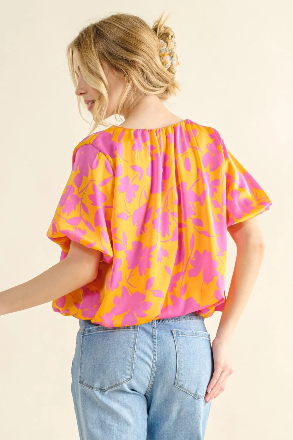 And The Why Full Size Printed Satin Bubble Hem Top sold by Charming Charlie product image thumbnail 2